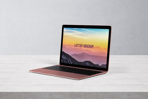 玫瑰金笔记本电脑屏幕预览素材库精选样机模板 14×9 Laptop Screen Mock-Up – Rose Gold插图(3)