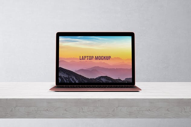 玫瑰金笔记本电脑屏幕预览素材库精选样机模板 14×9 Laptop Screen Mock-Up – Rose Gold插图(5)