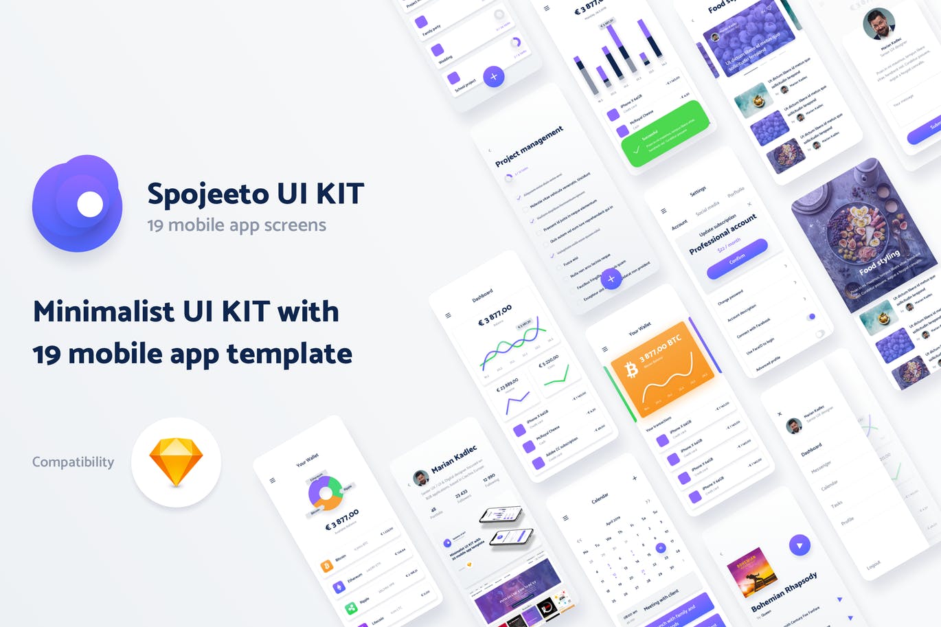 极简主义设计风格APP应用UI设计普贤居精选套件v2 Vol. 2 – Spojeeto Mobile App UI Kit插图