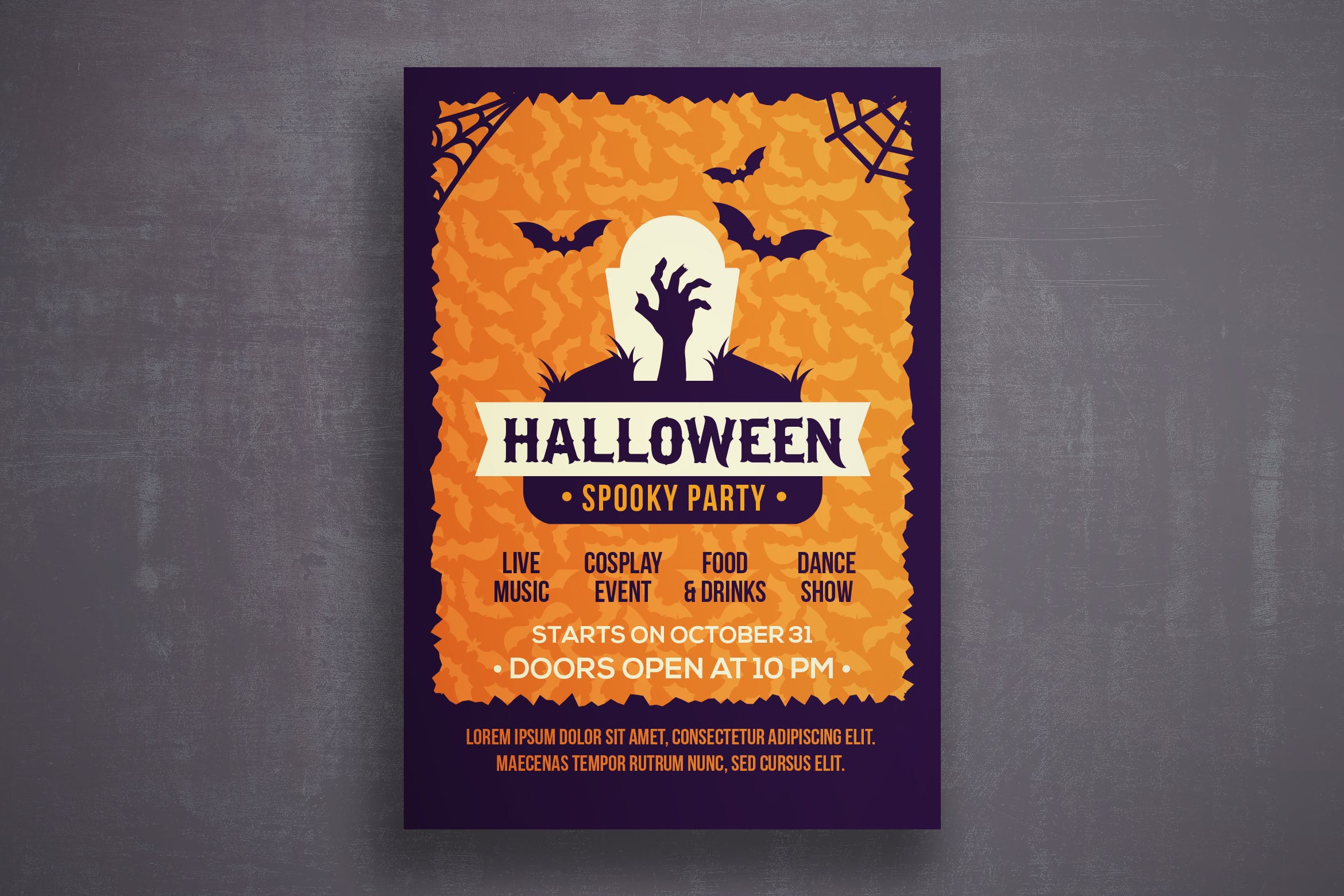 万圣节恐怖之夜活动邀请海报传单16设计网精选PSD模板v5 Halloween flyer template插图