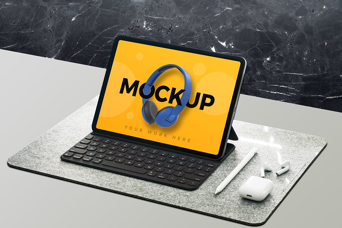 平板电脑屏幕预览设计图素材库精选样机 Tablet Mockup插图(1)