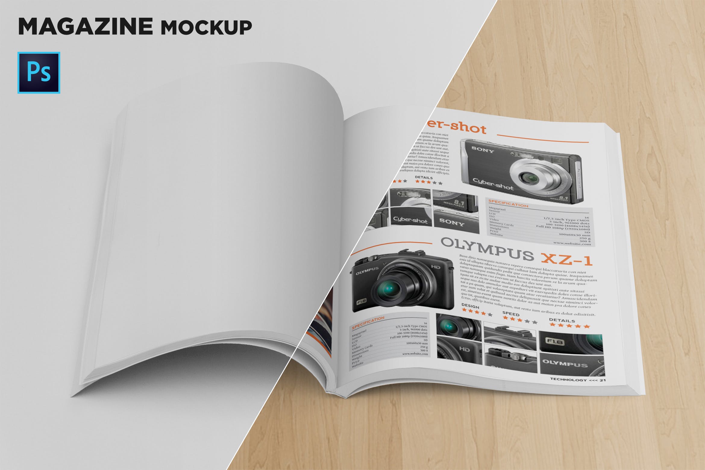 杂志内页排版设计前视图样机普贤居精选 Magazine Mockup Front View插图