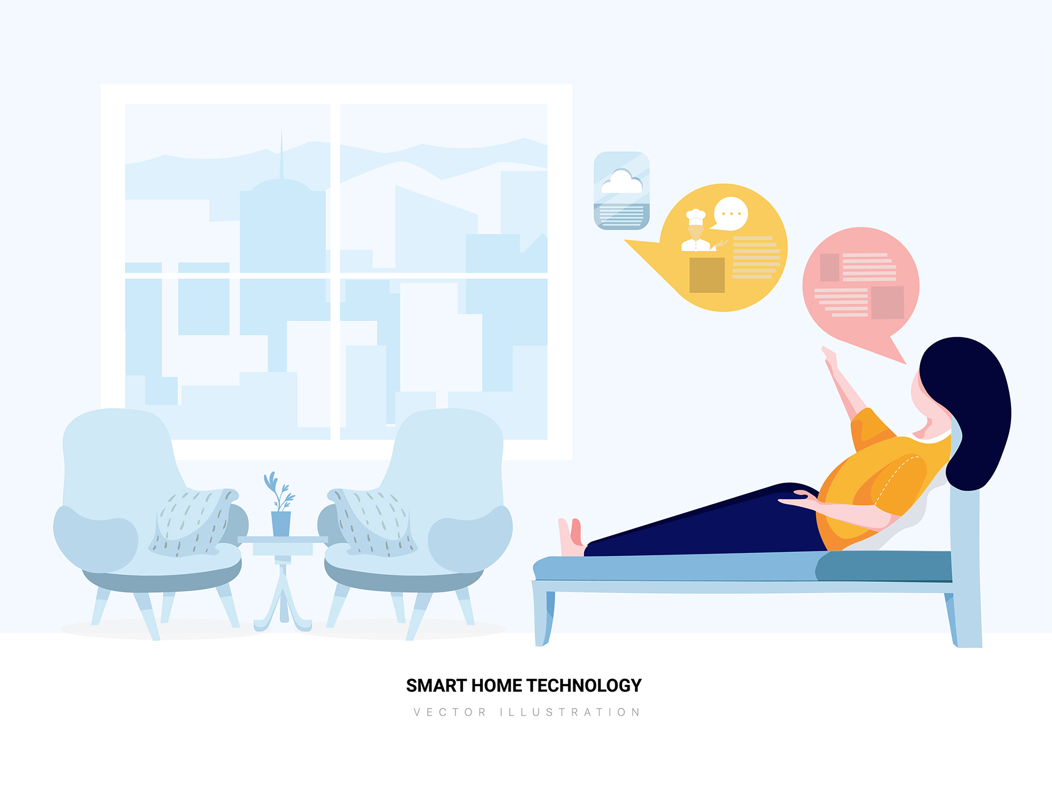 16设计网下午茶：智能家居技术场景矢量网站设计插画素材插图(3)