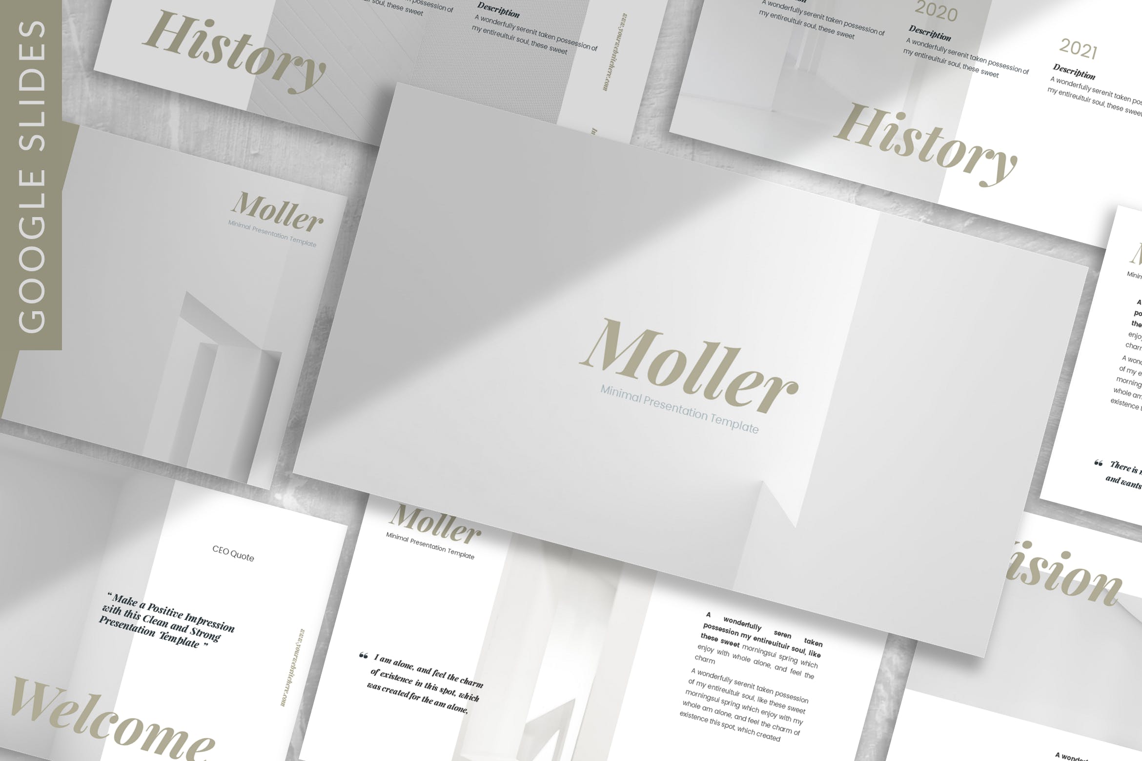 极简Lookbook设计风格素材库精选谷歌演示模板 Moller – Lookbook Google Slide Template插图