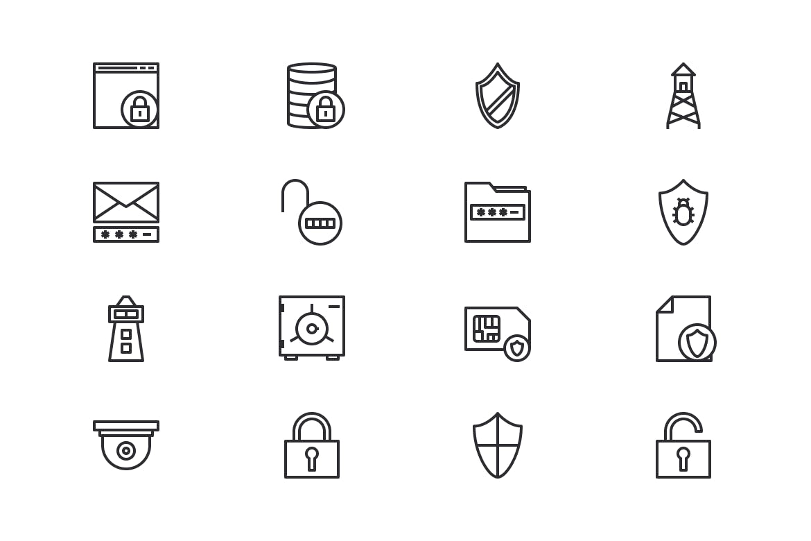 60枚安全主题矢量16设计素材网精选图标素材 Security Icons (60 Icons)插图(4)