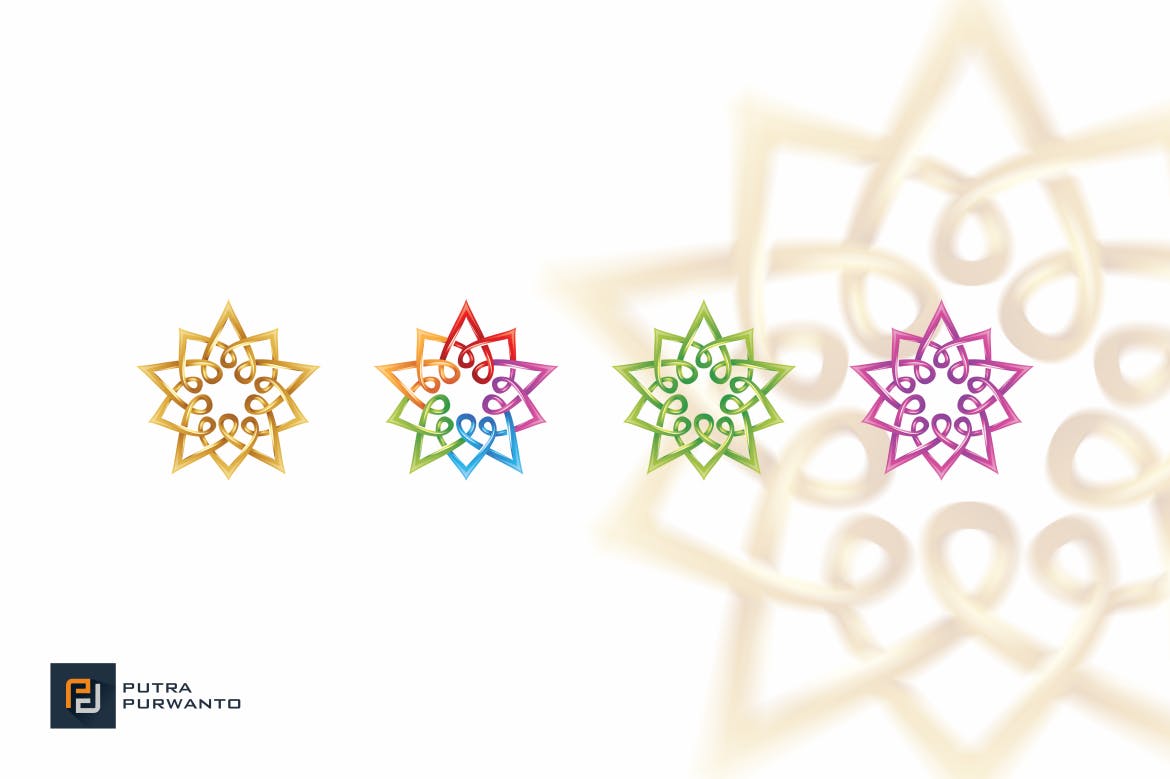 金色花卉几何图形/曼陀罗风格Logo设计16设计网精选模板 Gold Flower / Mandala – Logo Template插图(3)