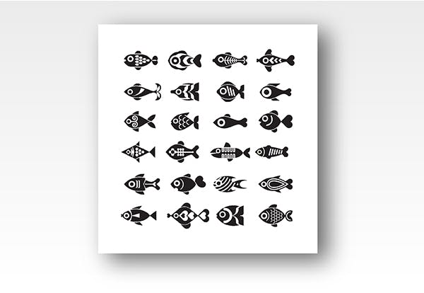 各种鱼类矢量16图库精选图标素材 Fish vector icon set (3 options)插图(2)
