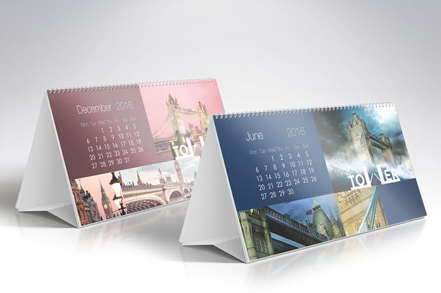 台历日历设计效果图样机素材中国精选模板v2 Desk Calendar Mock-Up vol.2插图(2)