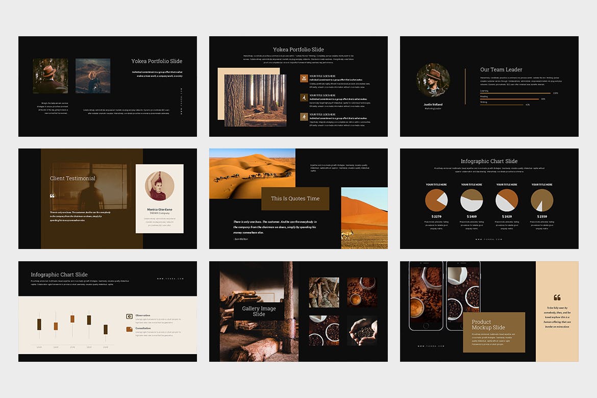 棕色色调Lookbook目录聚图网精选谷歌演示模板 Yokea : Brown Color Tone Lookbook Google Slides插图(4)