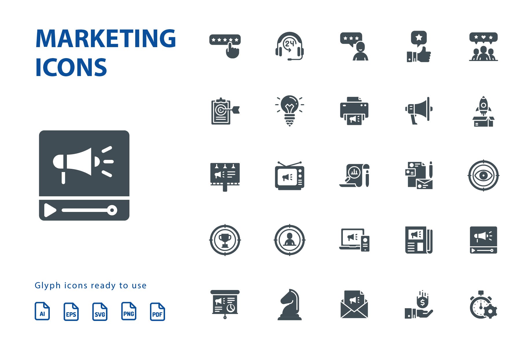 25枚市场营销主题符号非凡图库精选图标 Marketing Glyph Icons插图(2)
