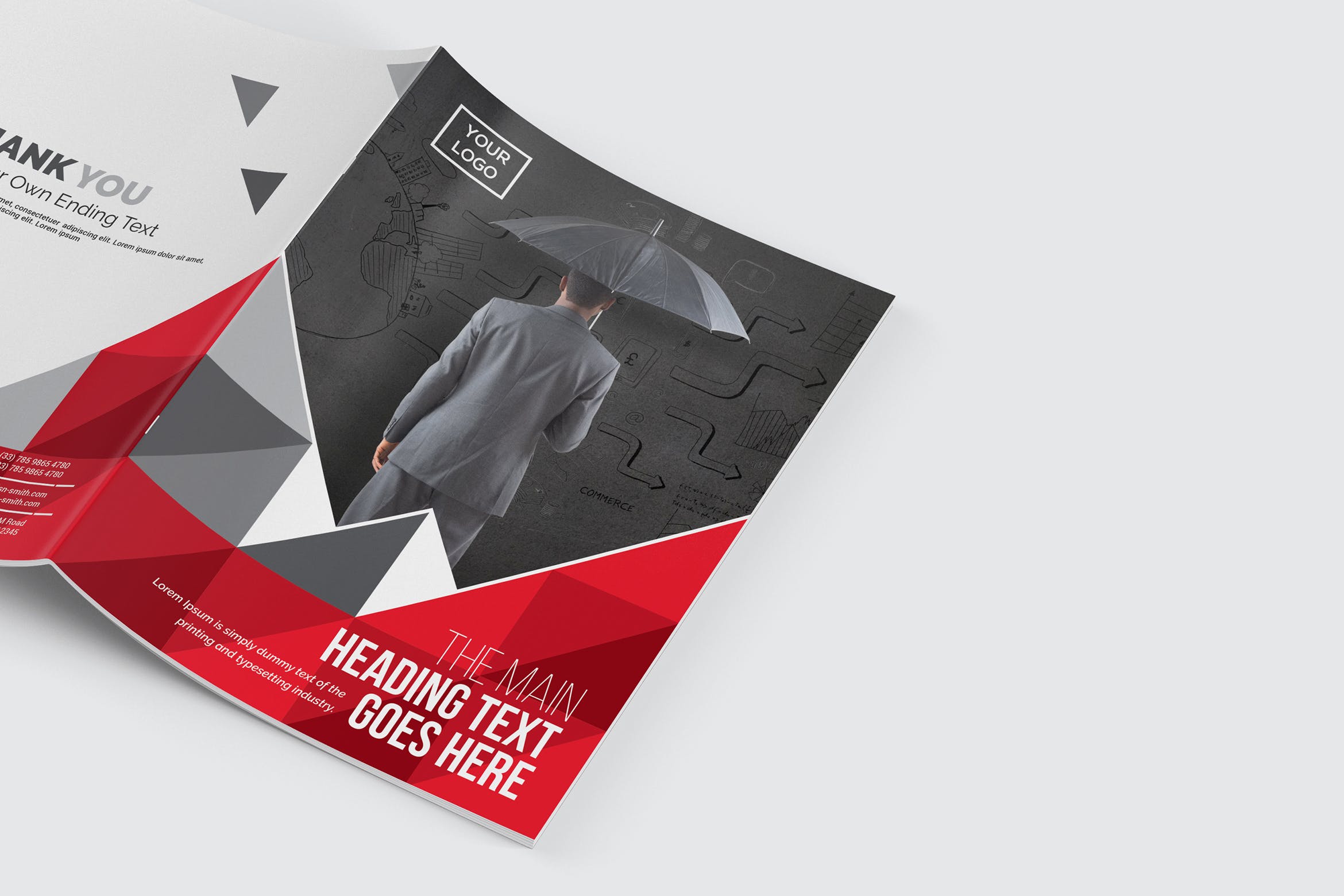 企业核心业务推广对折页宣传册设计模板 Bifold Brochure插图