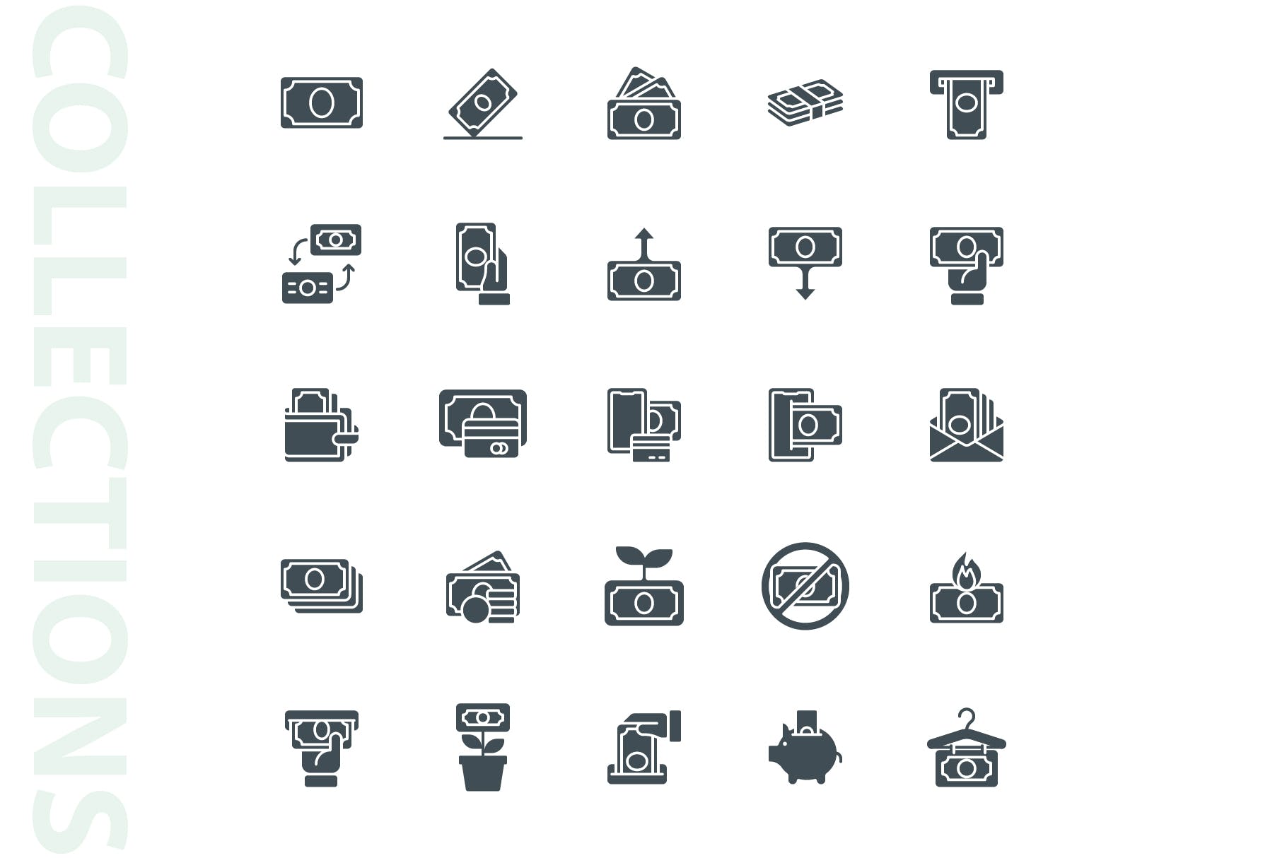25枚金钱主题矢量字体16设计素材网精选图标 Money Glyph Icons插图(3)
