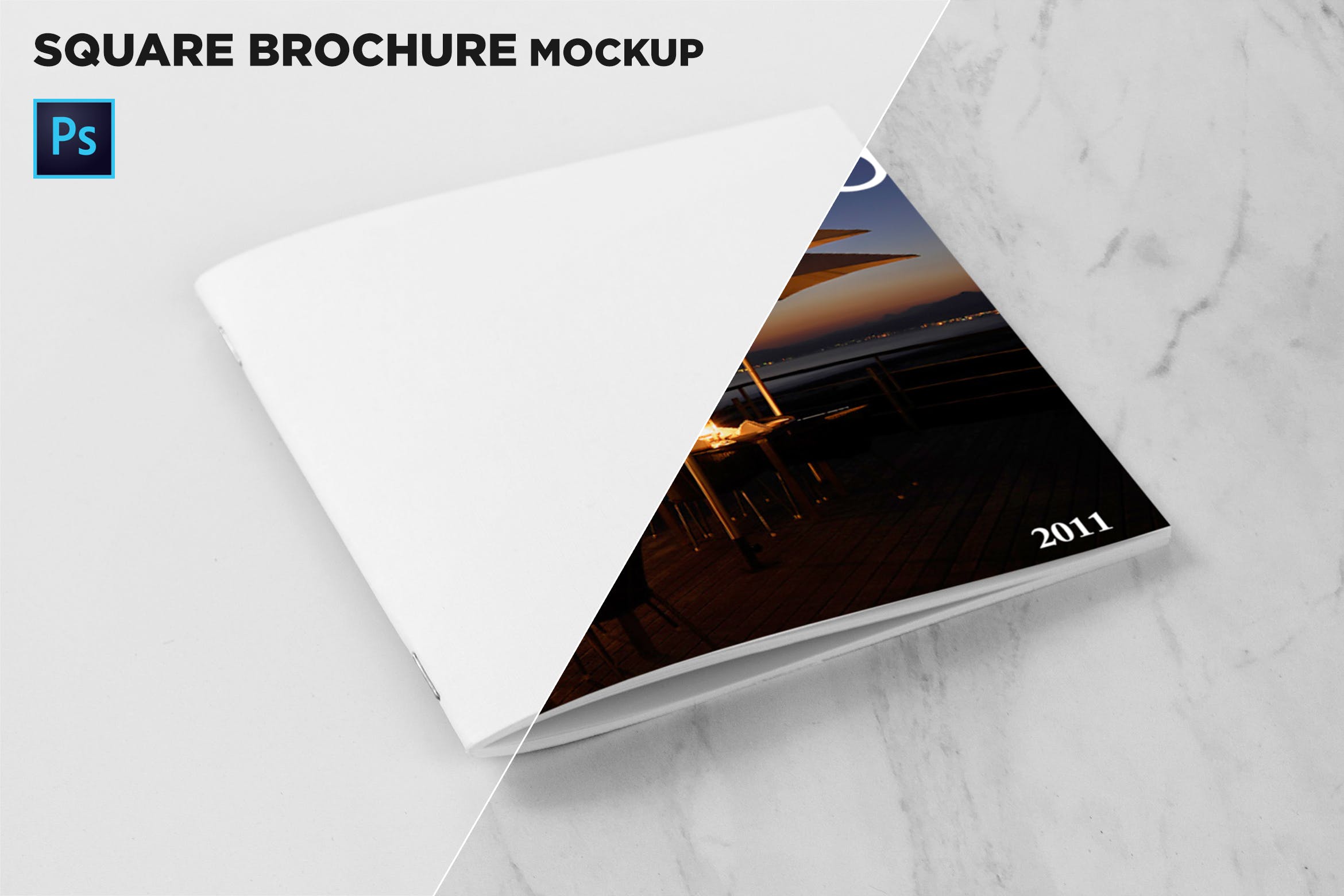 方形画册产品手册封面效果图样机素材库精选 Square Brochure Cover Mockup插图