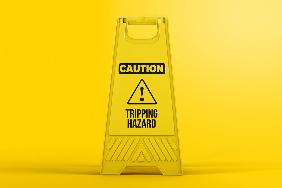 塑料地板警示牌设计图样机普贤居精选模板 Plastic Caution Floor Sign Board Mockup插图(1)