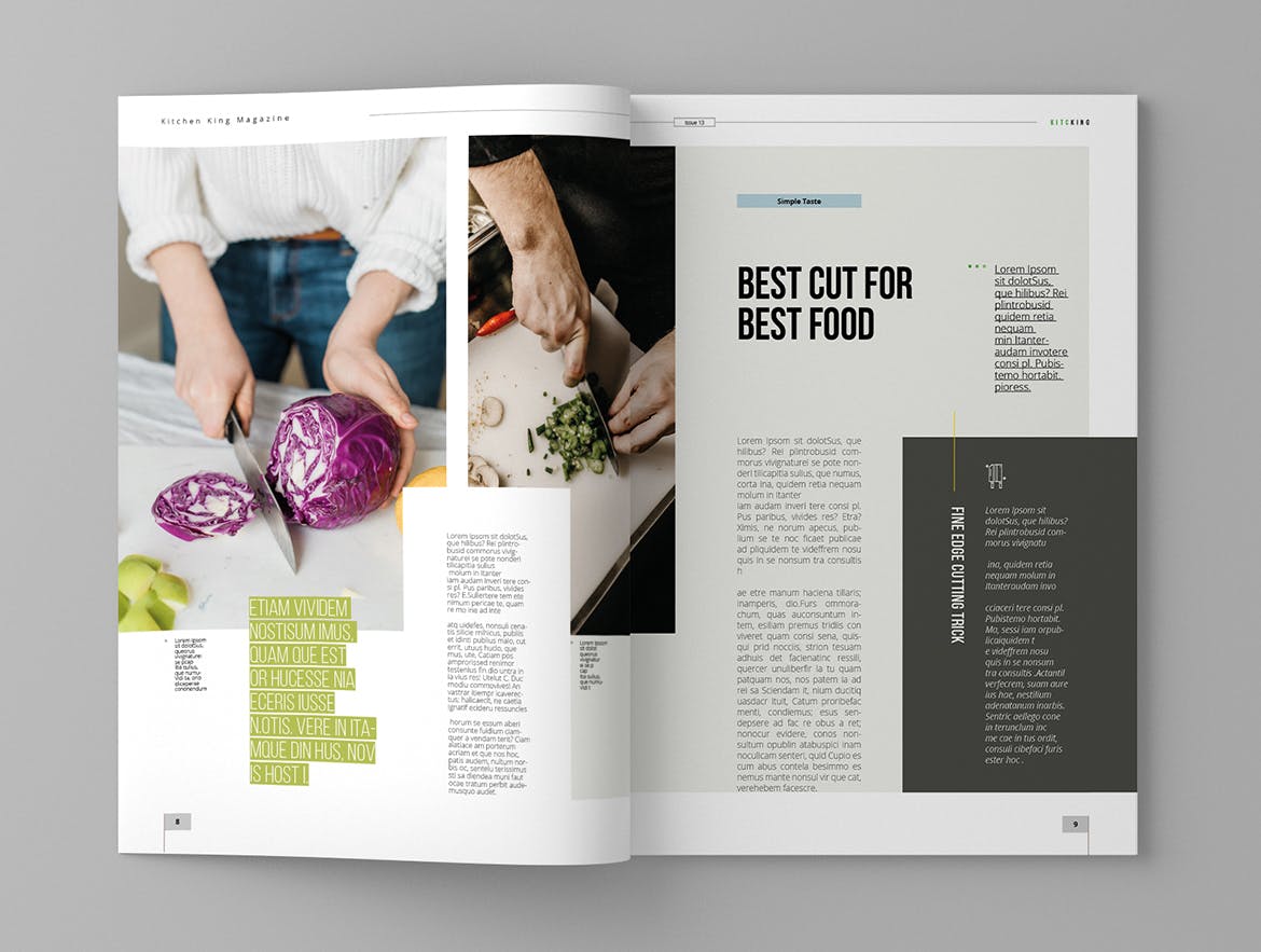 美食素材库精选杂志排版设计模板 Kitcking – Magazine Template插图(5)