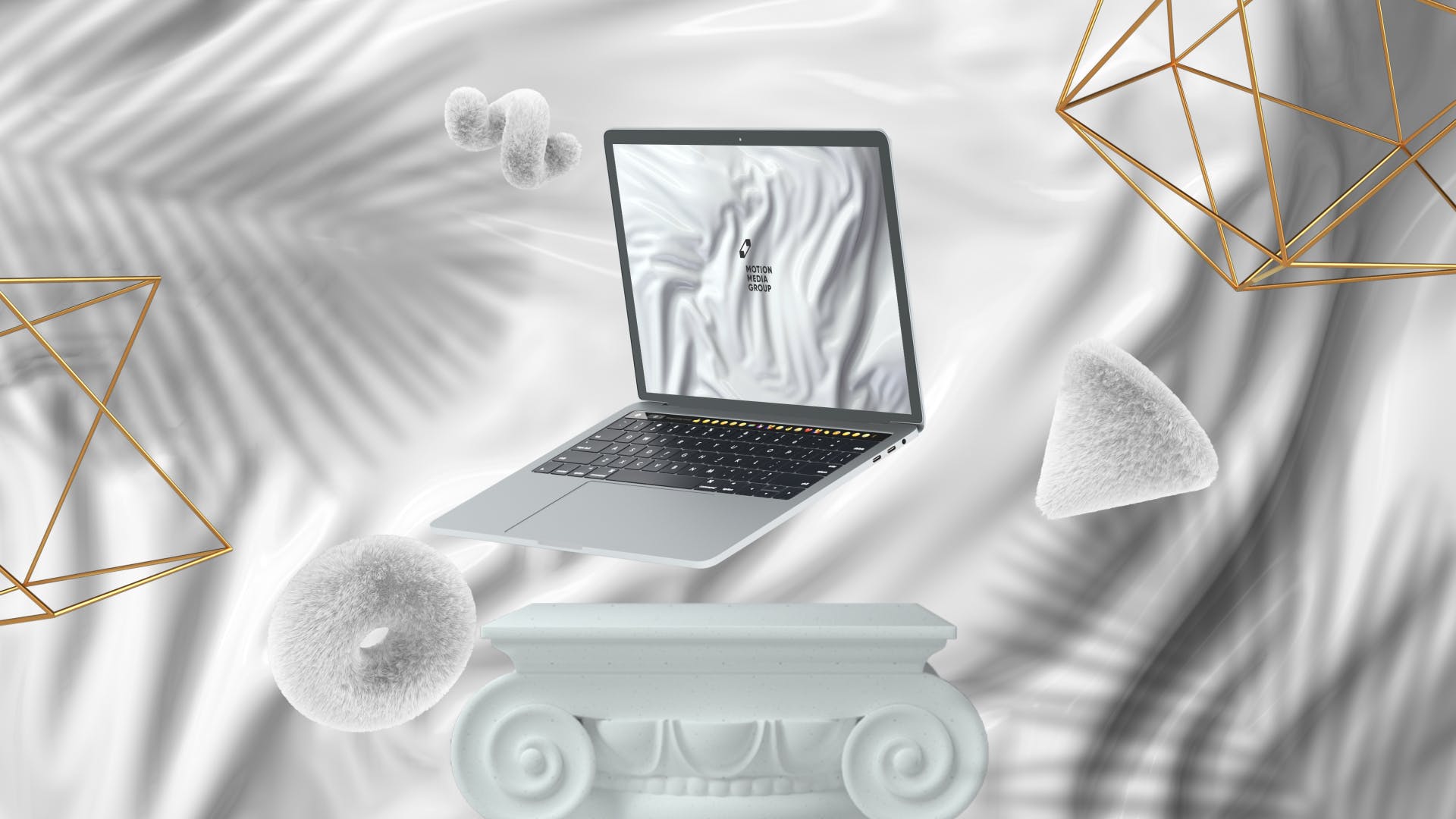 优雅时尚风格3D立体风格笔记本电脑屏幕预览素材库精选样机 10 Light Laptop Mockups插图(9)