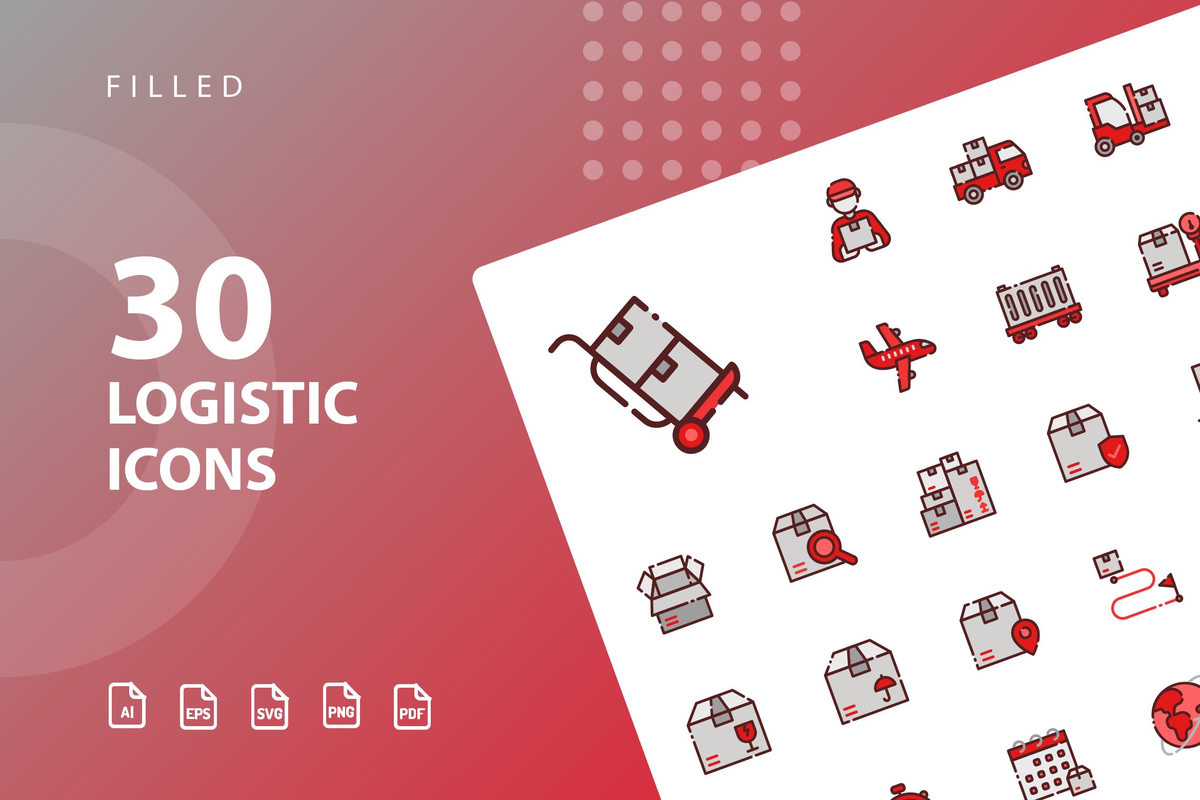 30枚物流运输填充16设计素材网精选图标素材 Logistic Filled插图