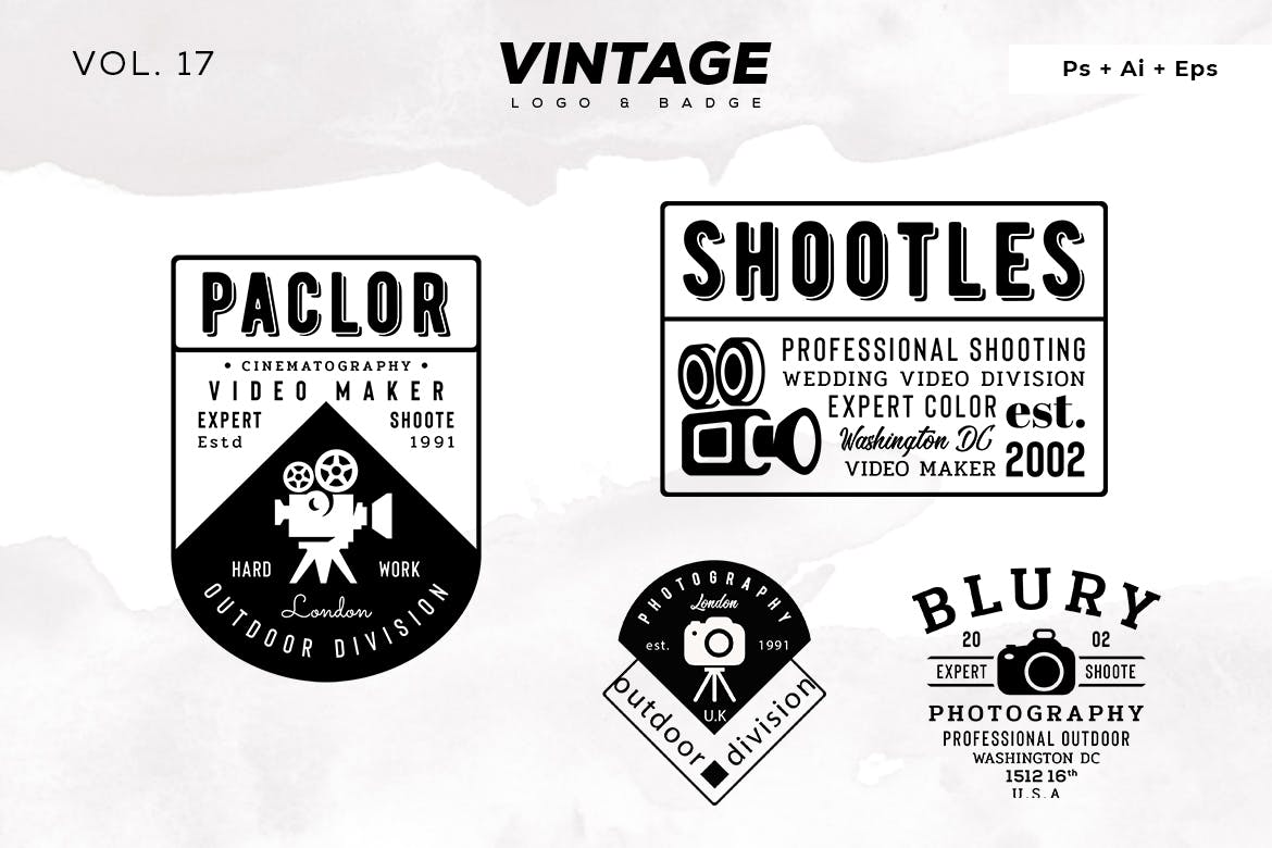 欧美复古设计风格品牌16设计网精选LOGO商标模板v17 Vintage Logo & Badge Vol. 17插图