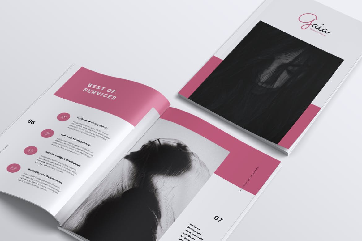 创意代理商作品集企业宣传画册模板 GAIA Company Creative Agency Portfolio Brochures插图(3)
