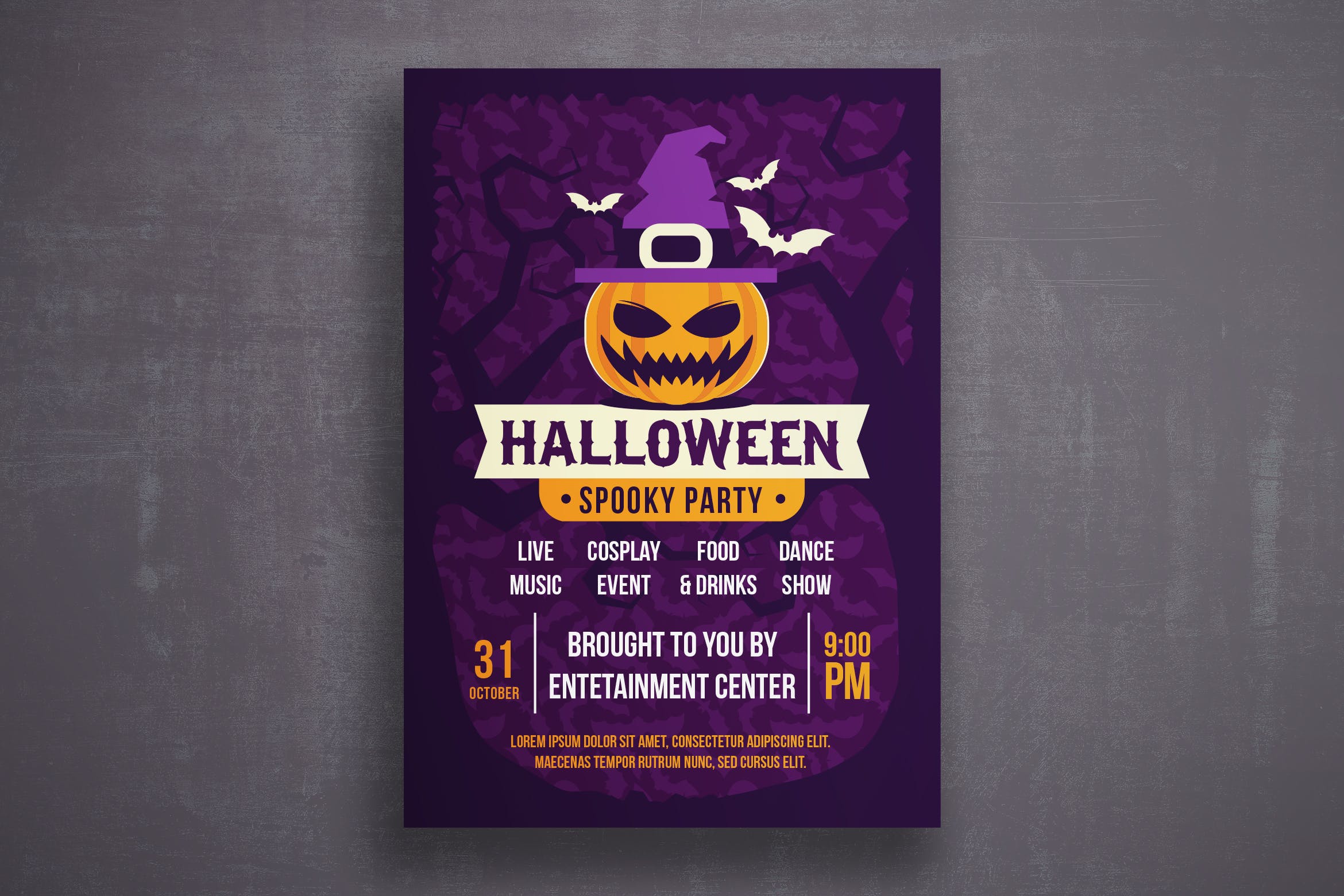 万圣节恐怖之夜活动邀请海报传单16设计网精选PSD模板v4 Halloween flyer template插图
