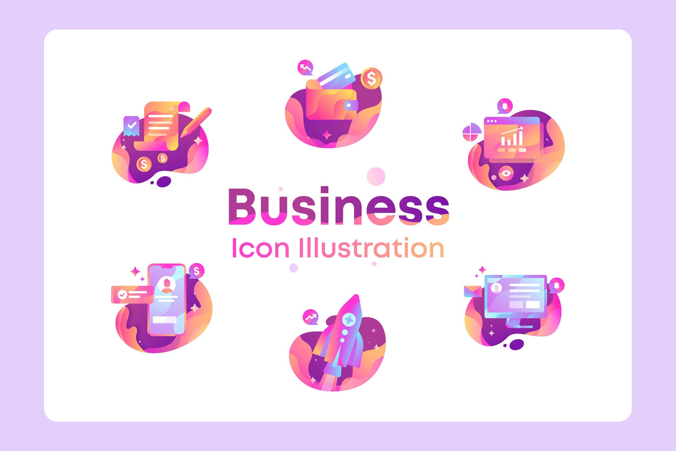 商业/金融/市场营销主题彩色矢量素材库精选图标 Business, Finance, marketing Icon Illustration插图