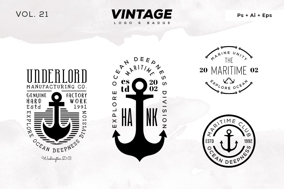 欧美复古设计风格品牌16设计网精选LOGO商标模板v21 Vintage Logo & Badge Vol. 21插图