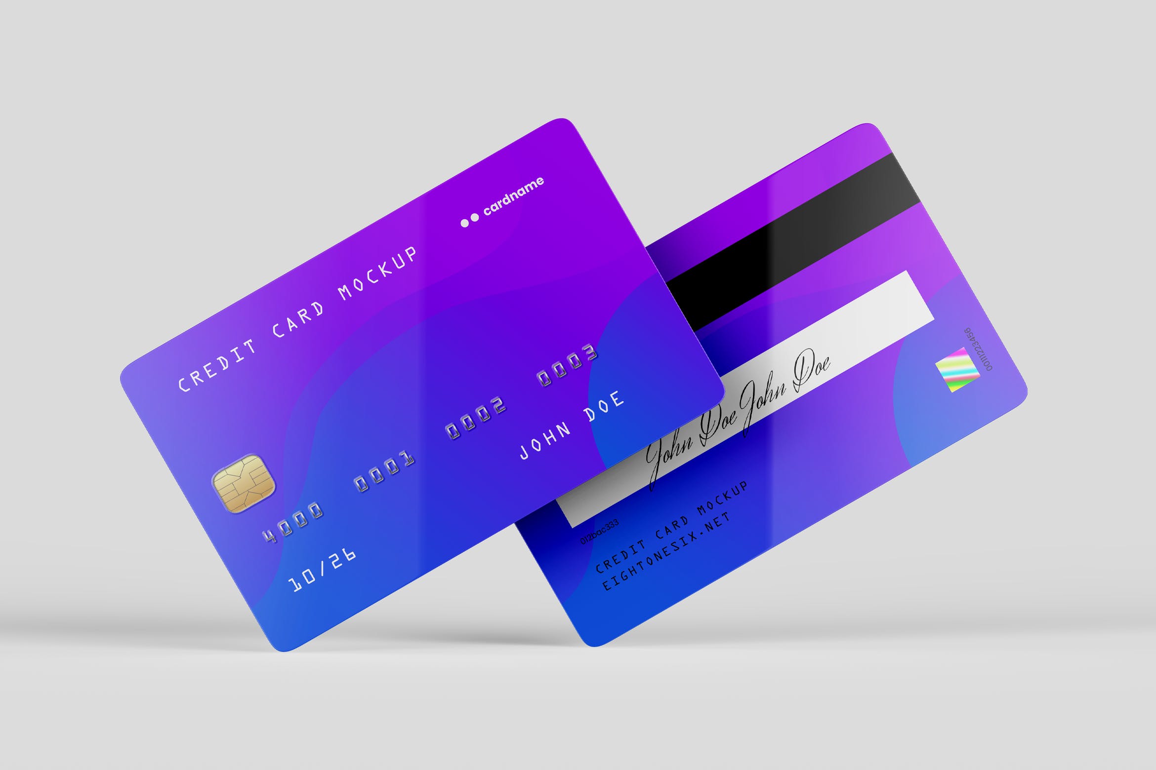 信用卡/银行卡/会员卡设计效果图样机16设计网精选模板 Credit Card Mock-Up Template插图