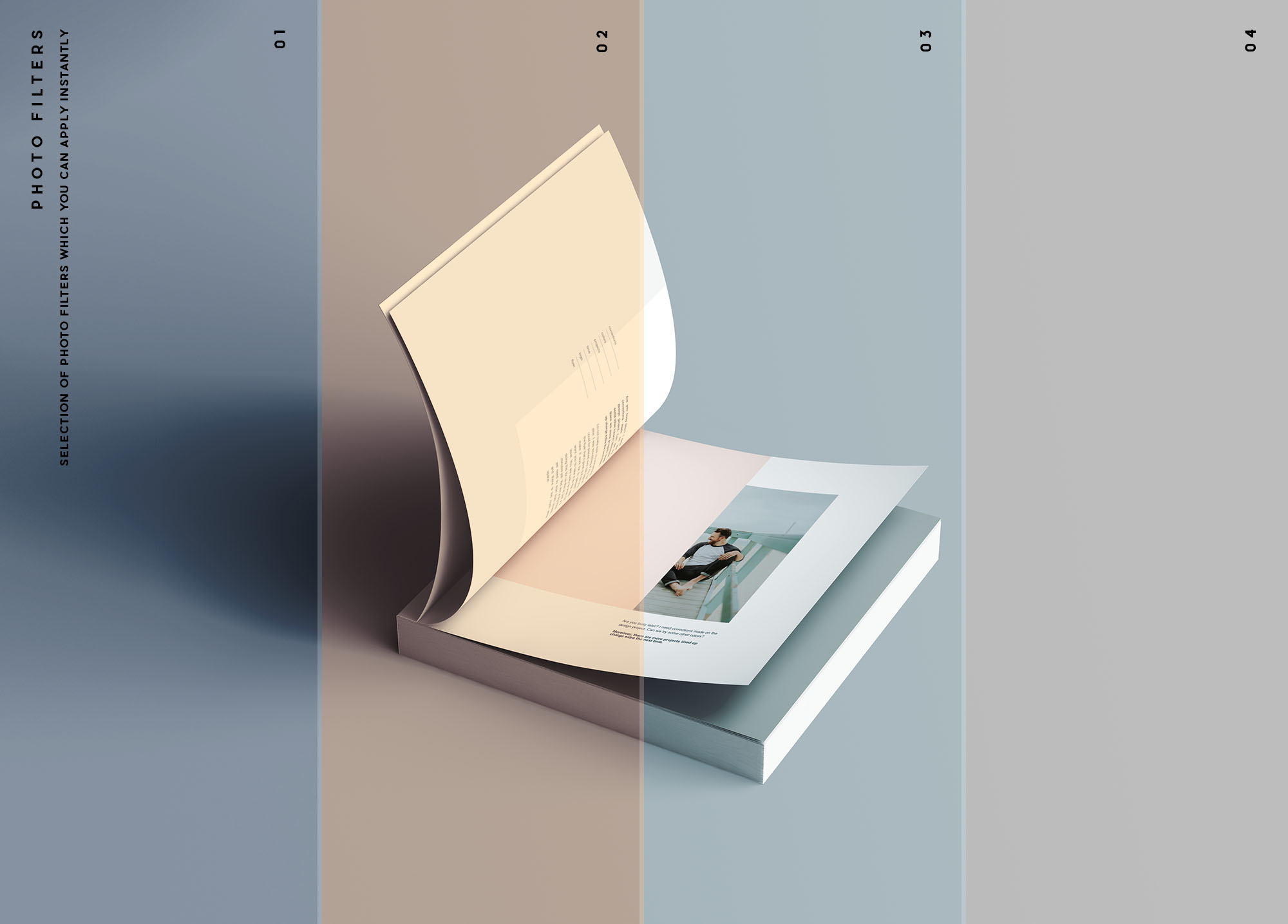 方形软封图书内页版式设计效果图样机普贤居精选 Square Softcover Book Mockup插图(10)