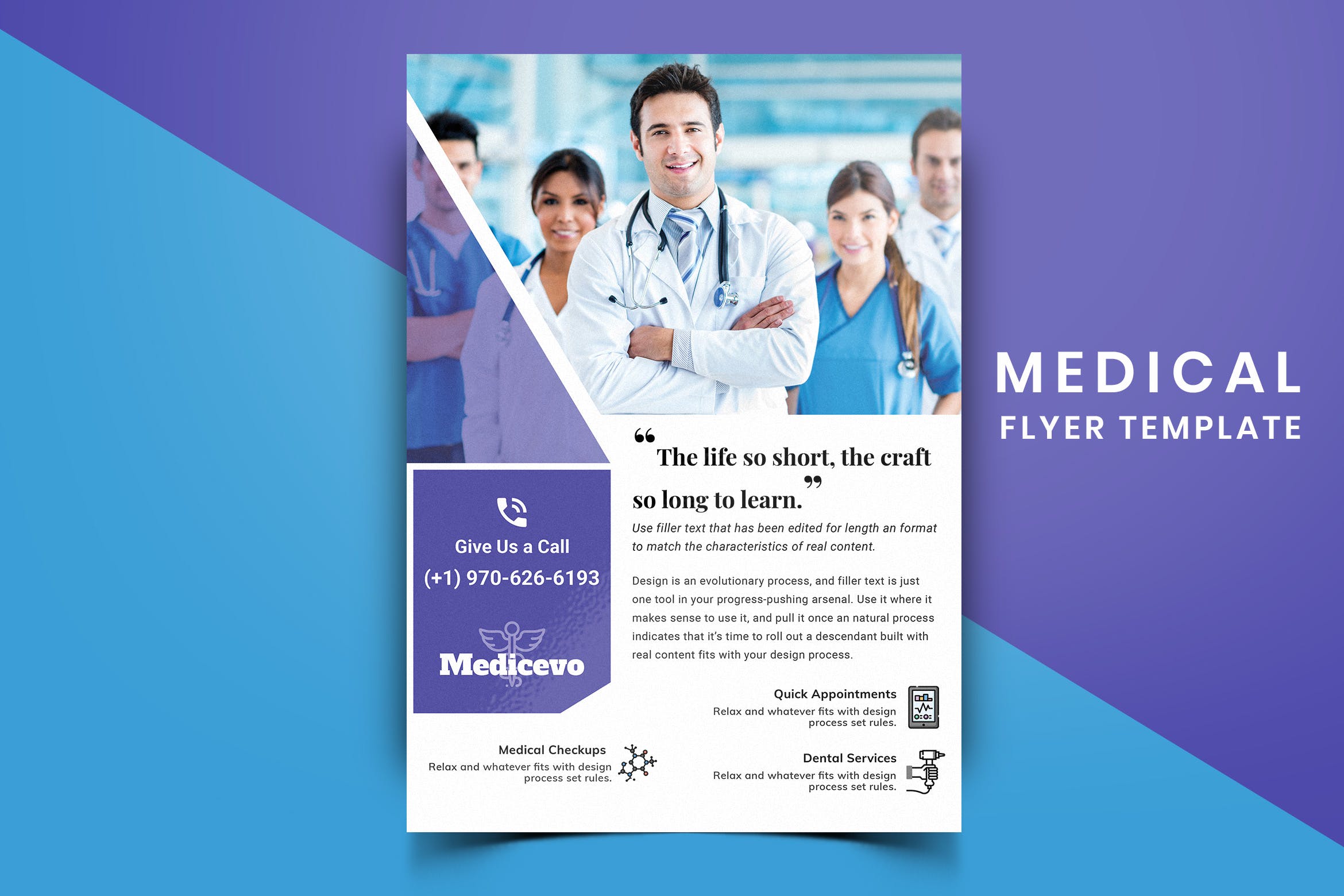 医院诊所医疗主题宣传单排版设计模板v08 Medical Flyer Template-08插图