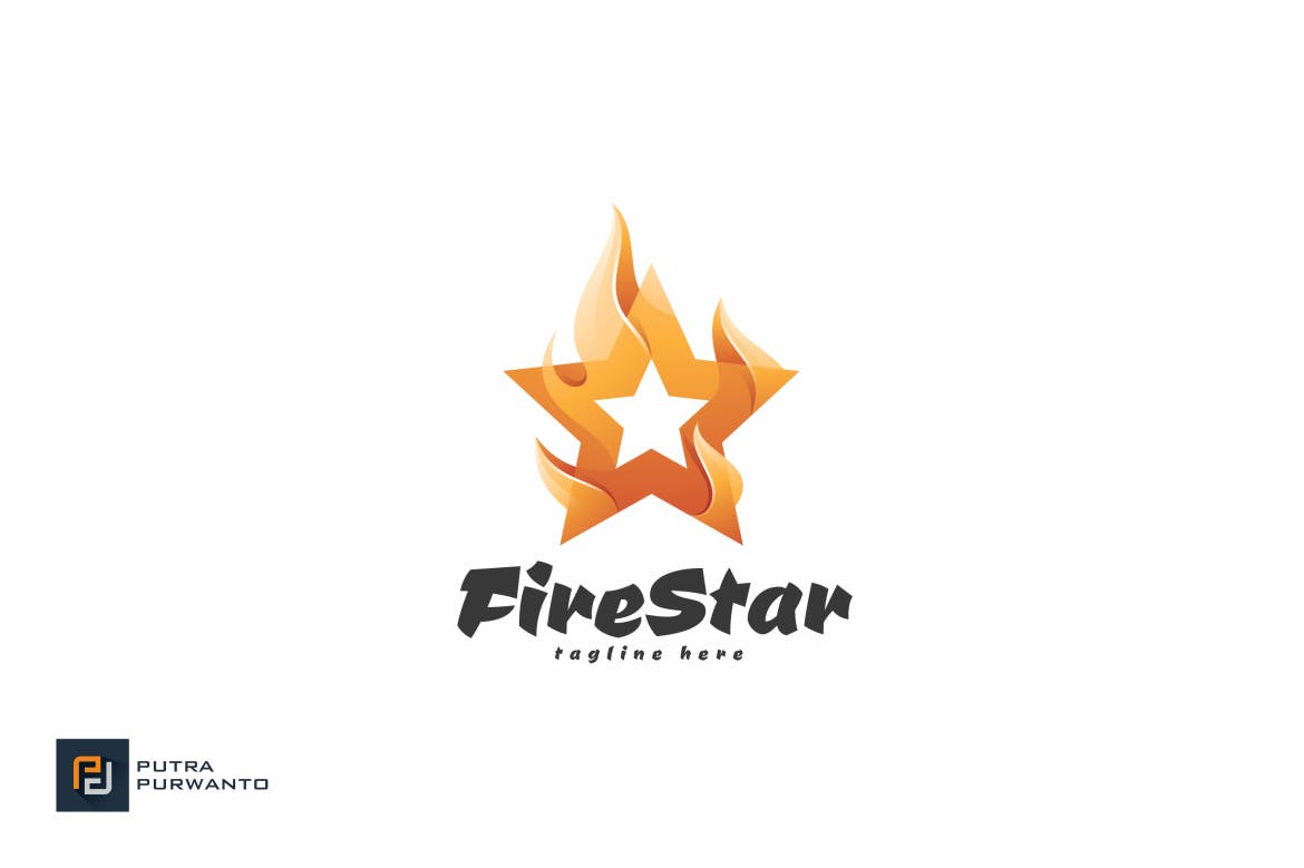火焰五角星几何图形Logo设计16设计网精选模板 Fire Star – Logo Template插图(1)