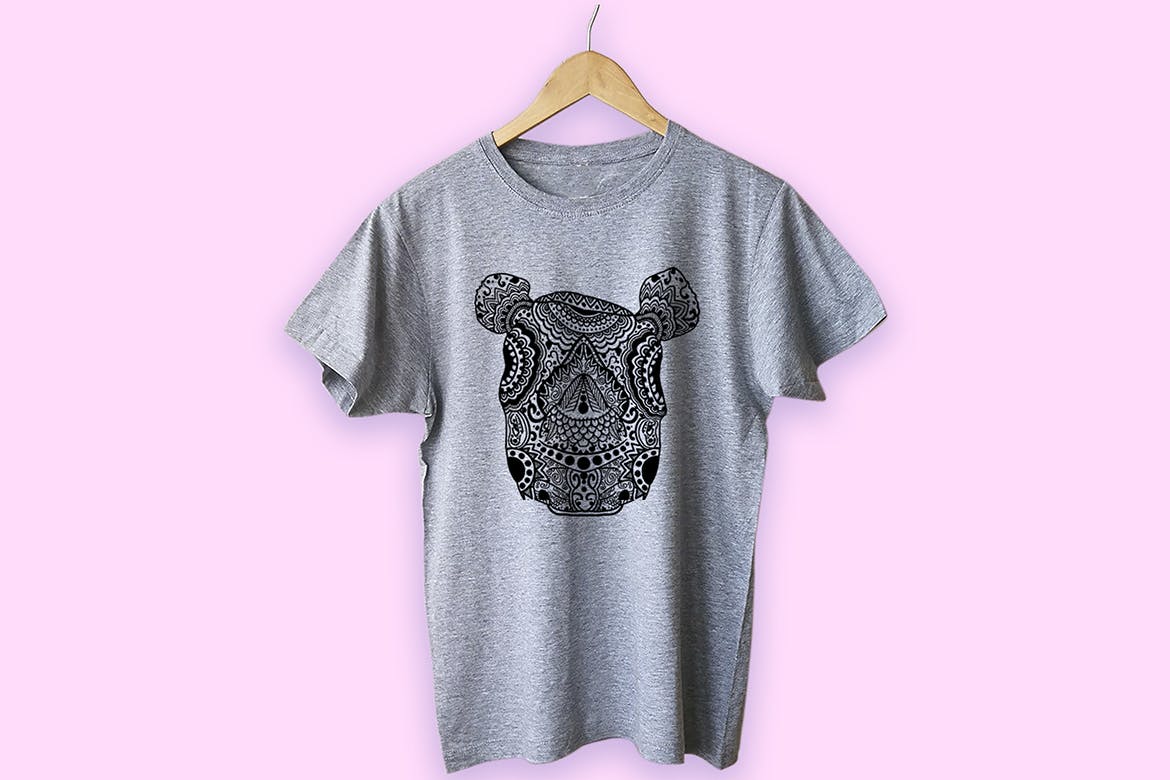 犀牛-曼陀罗花手绘T恤印花图案设计矢量插画16图库精选素材 Rhino Mandala T-shirt Design Vector Illustration插图(3)