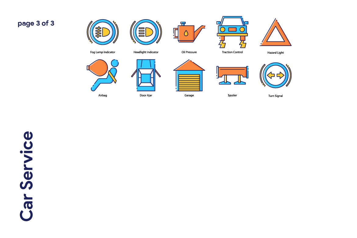 70枚汽车服务主题填色线性素材库精选图标 Car Service Icon Set插图(3)