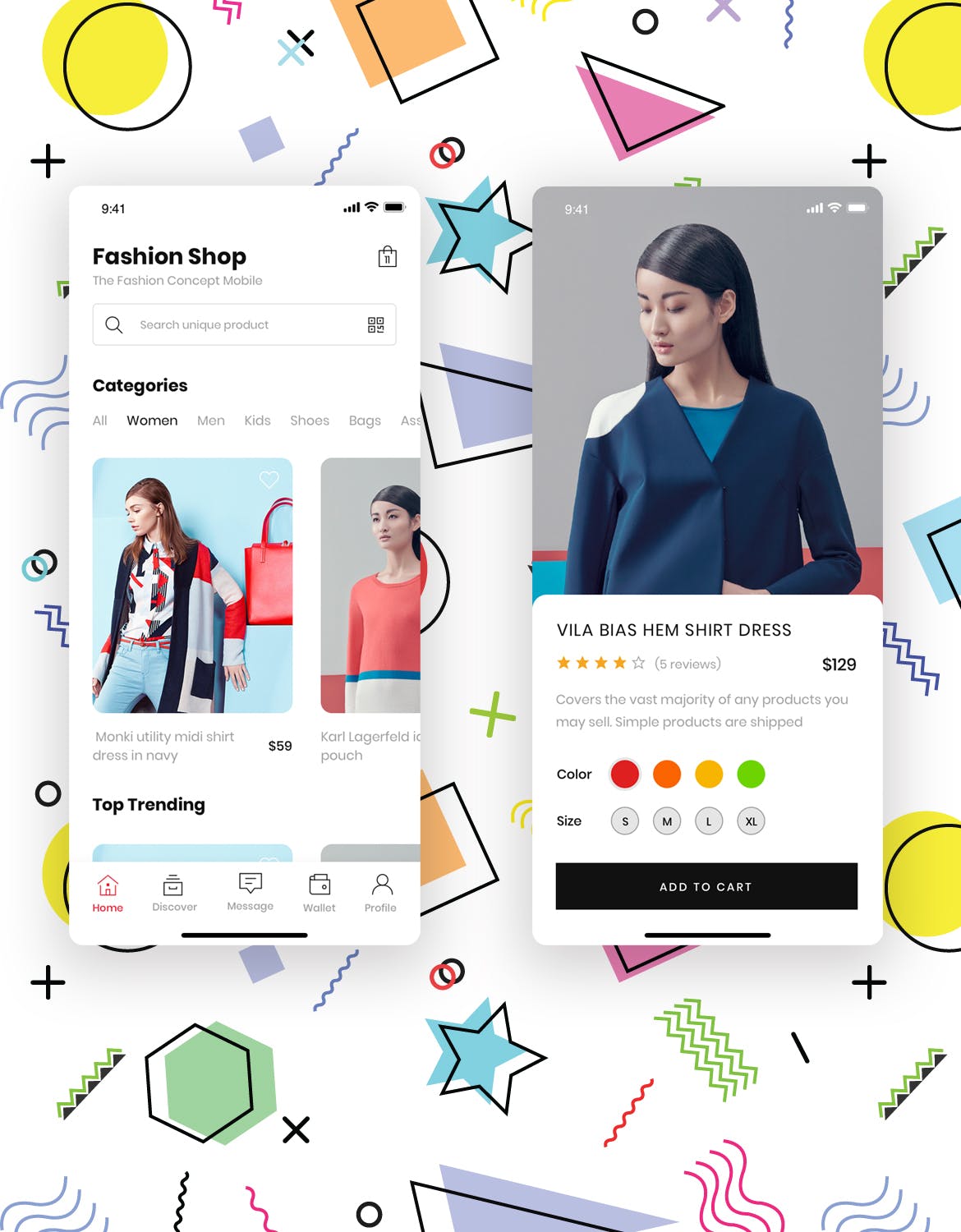 时尚服饰品牌网店APP应用UI设计普贤居精选套件 Fashion Store Mobile App UI Kit插图(1)