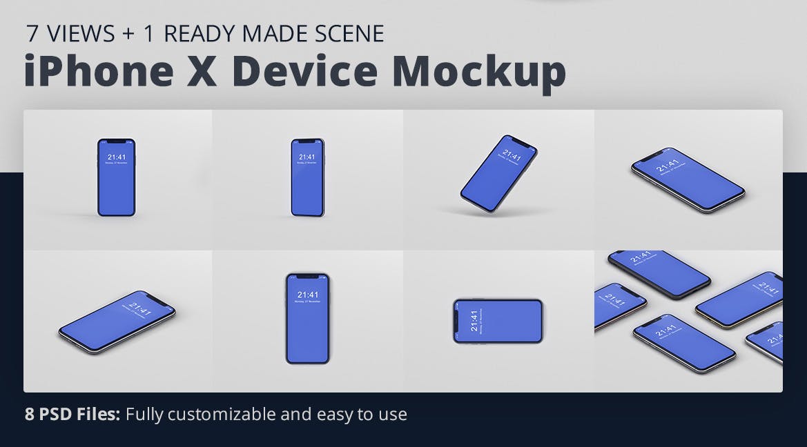 逼真材质iPhone X高端手机屏幕预览16设计网精选样机PSD模板 iPhone X Mockup插图(14)