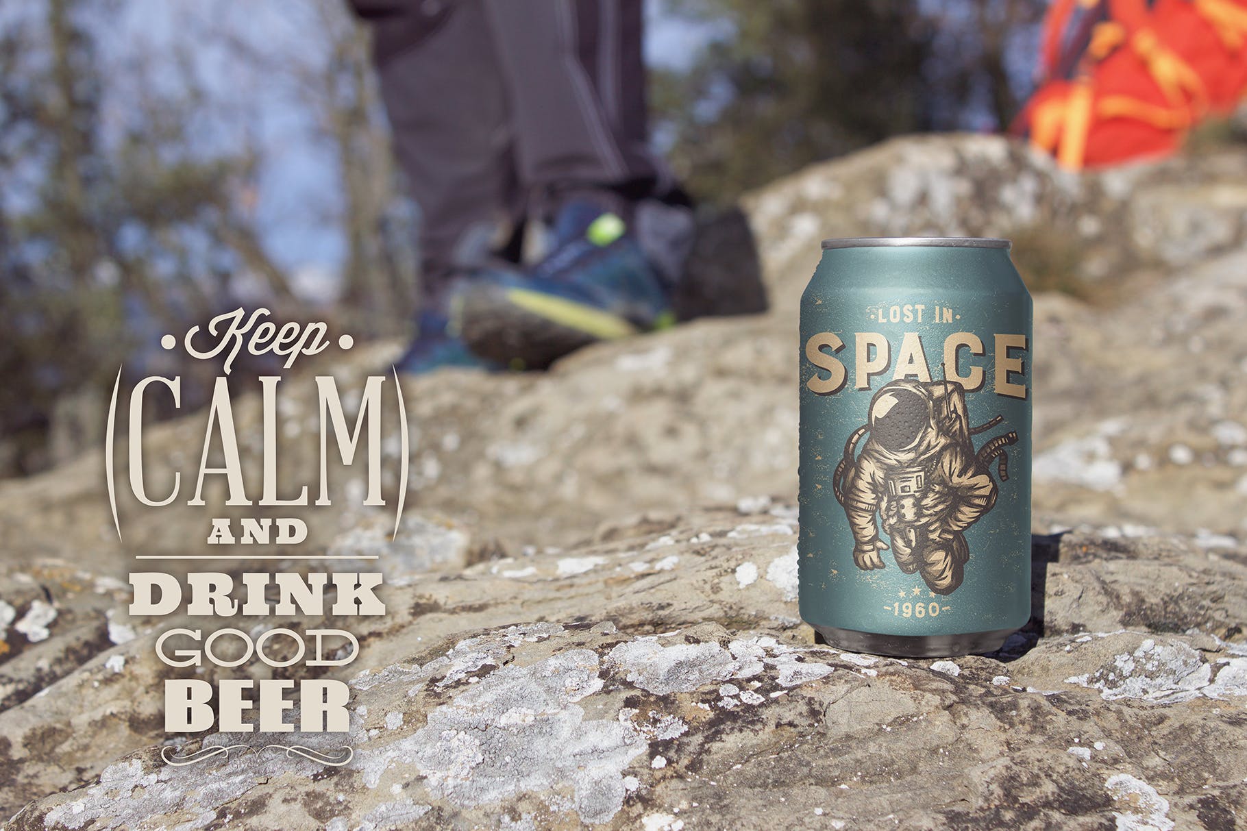 啤酒易拉罐野外拍摄场景素材库精选2 Mountain Beer Can Mockup Duo插图(5)