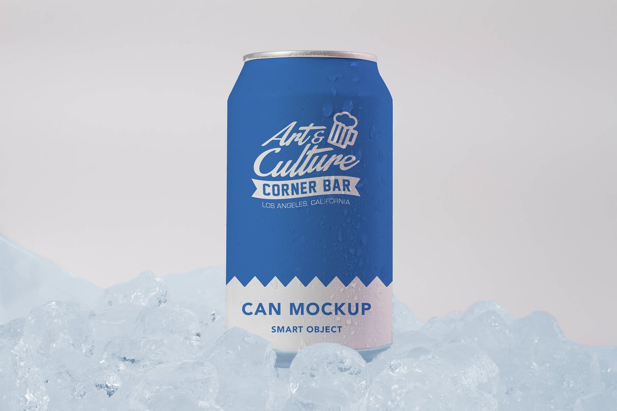冰块背景碳酸饮料易拉罐外观设计图非凡图库精选 Ice Can Mock Up插图