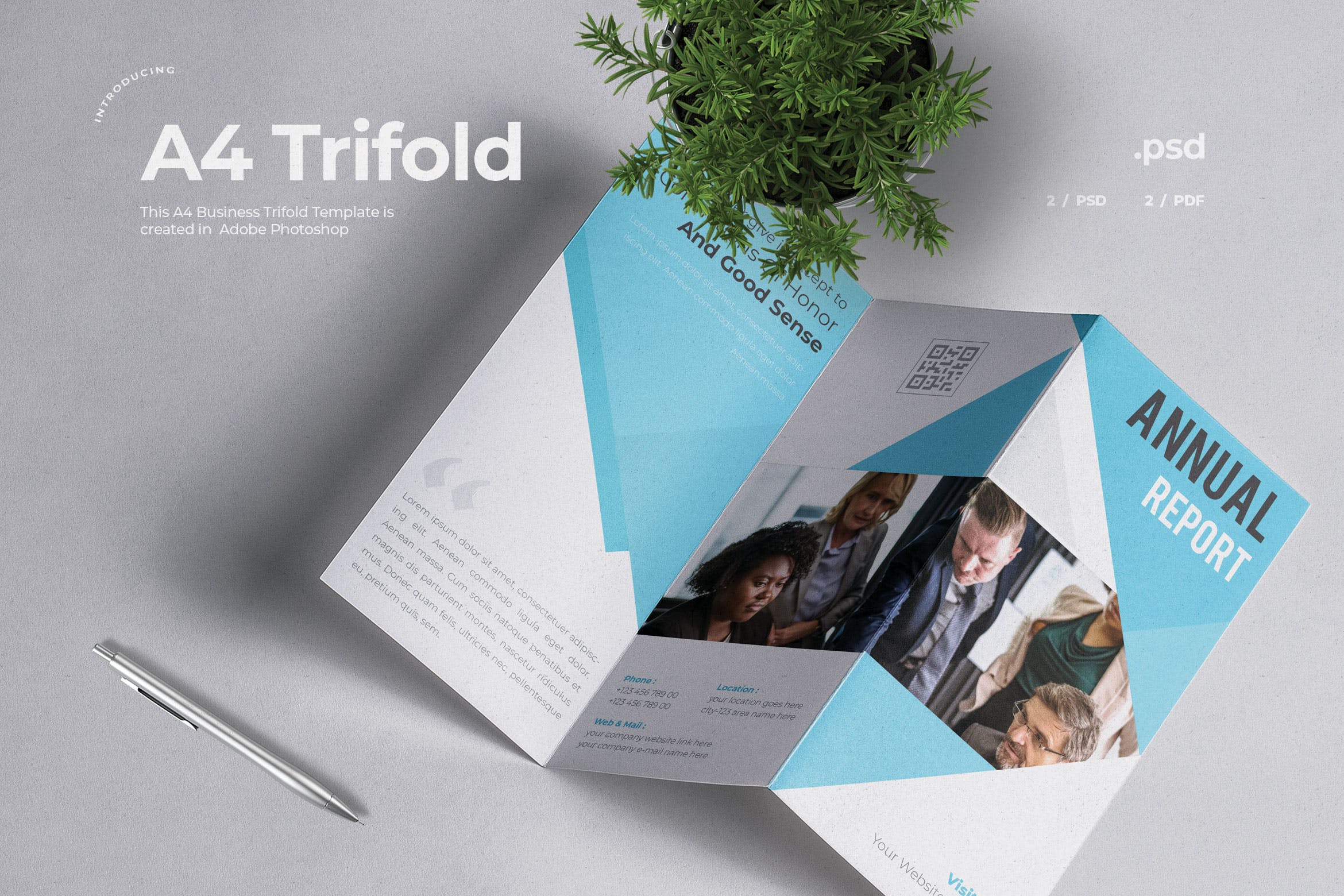 企业三折页版式设计宣传小册设计模板v4 Business Trifold Brochure插图