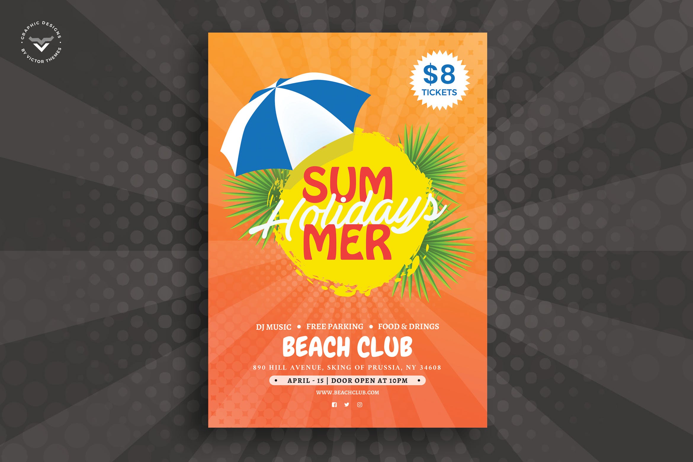 夏日主题派对活动宣传单设计模板 Summer Flyer Template插图
