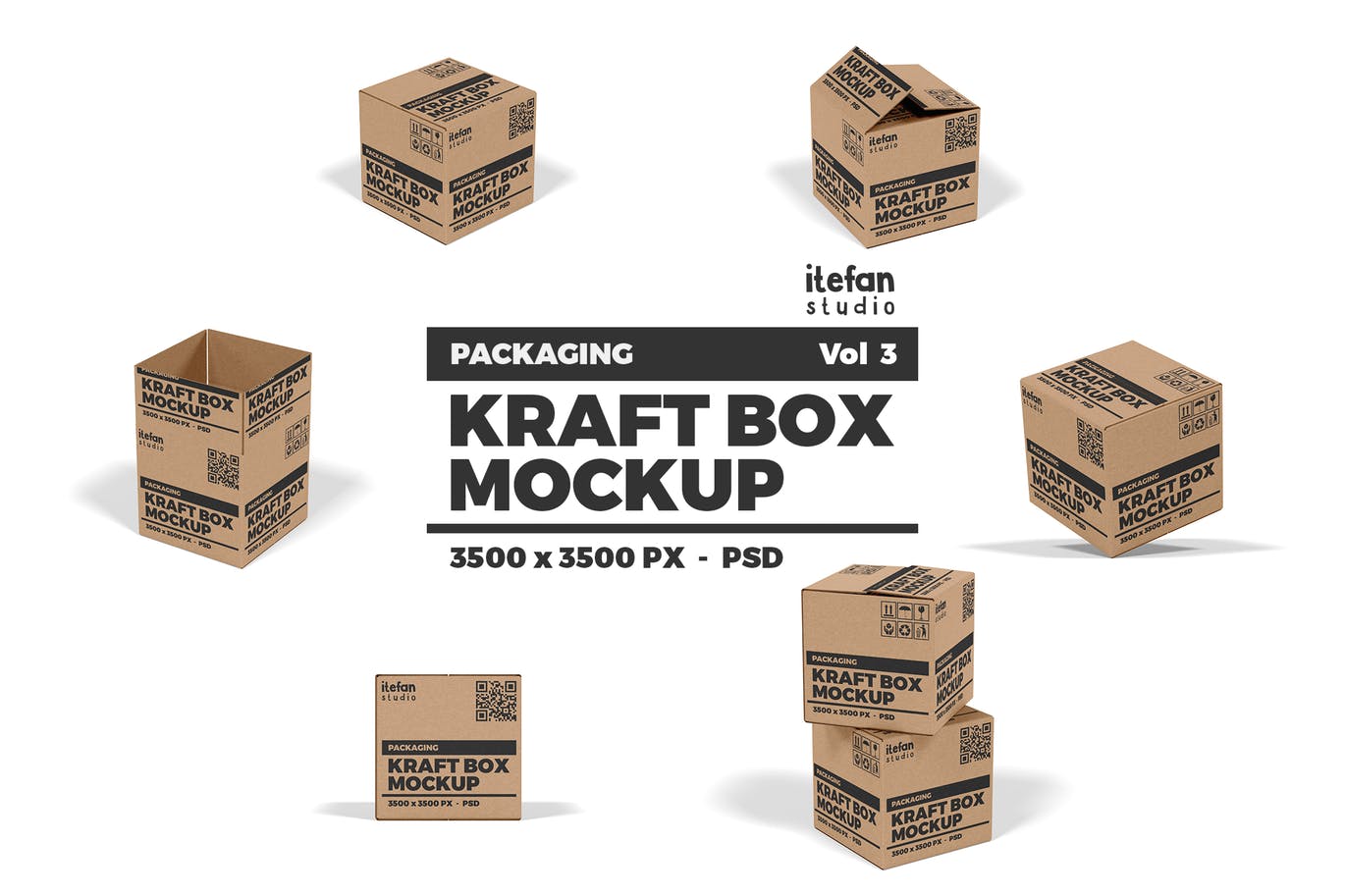 牛皮纸包装盒素材中国精选模板v3 Kraft Box Mockup – Packaging Vol 3插图