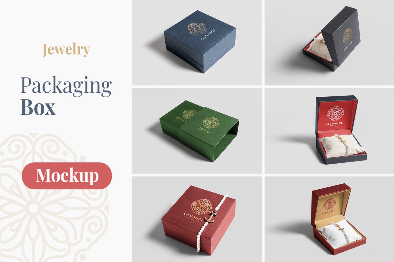 珠宝包装盒设计图素材库精选模板 Jewelry Packaging Box Mockups插图