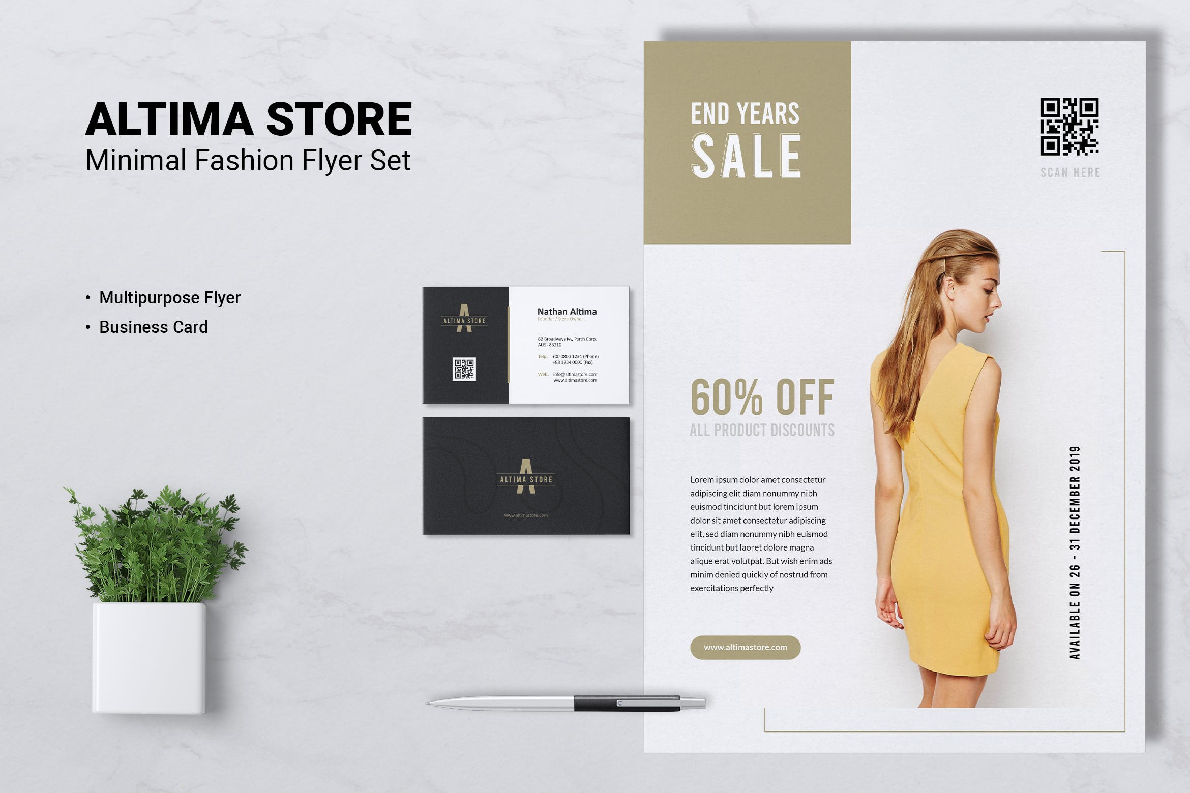 时装店推广传单＆普贤居精选名片模板 ALTIMA Fashion Store Flyer & Business Card插图