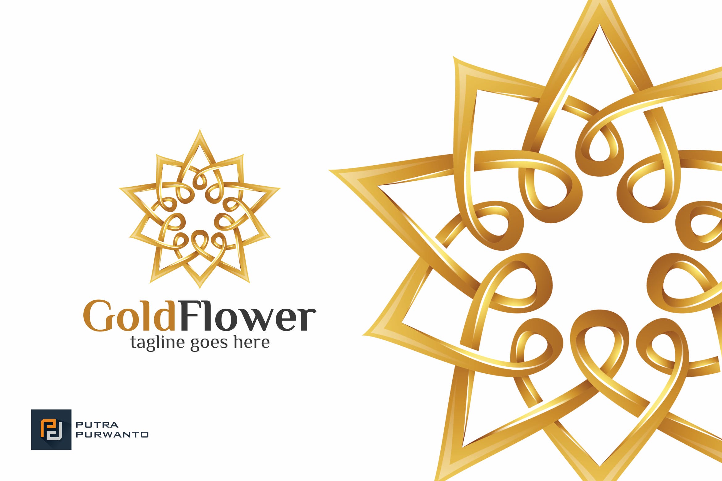 金色花卉几何图形/曼陀罗风格Logo设计非凡图库精选模板 Gold Flower / Mandala – Logo Template插图