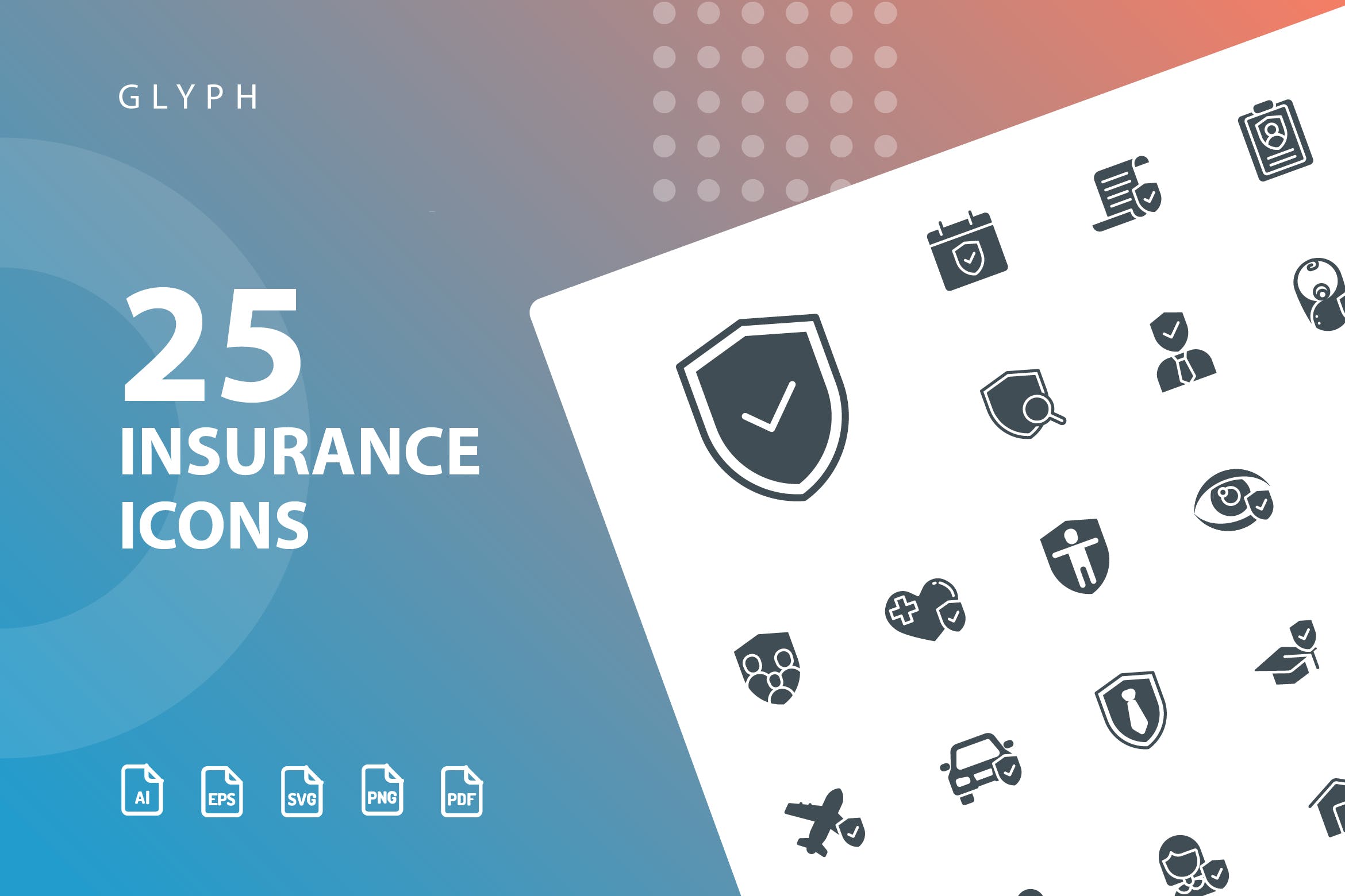 25枚保险行业标志符号矢量非凡图库精选图标 Insurance Glyph插图