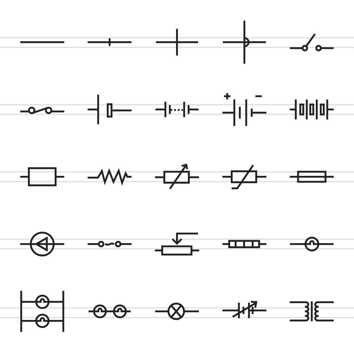 50枚电路线路板主题矢量线性亿图网易图库精选图标 50 Electric Circuits Line Icons插图(1)