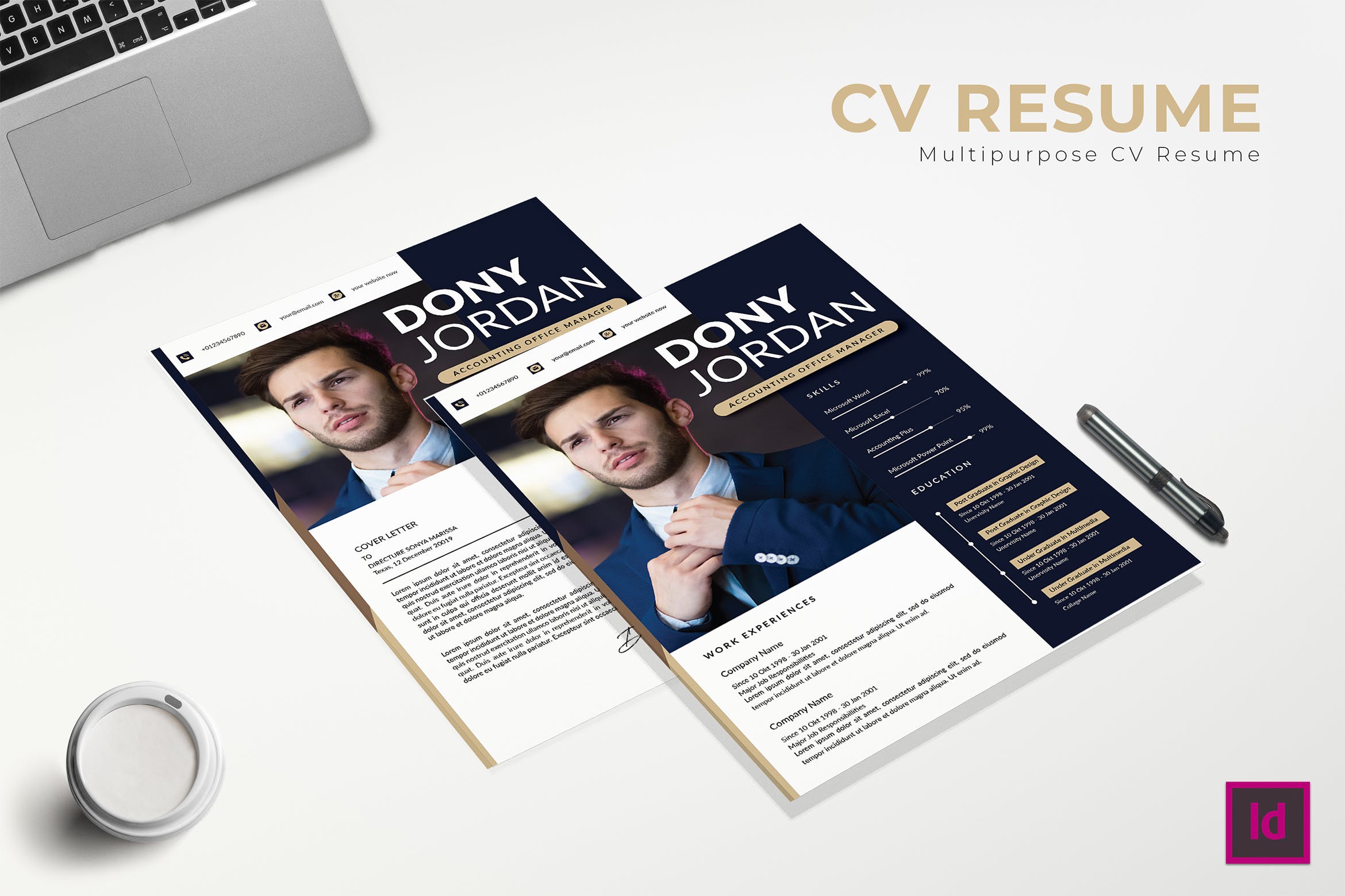 办公室主任经理履历表设计模板 Master CV Resume插图
