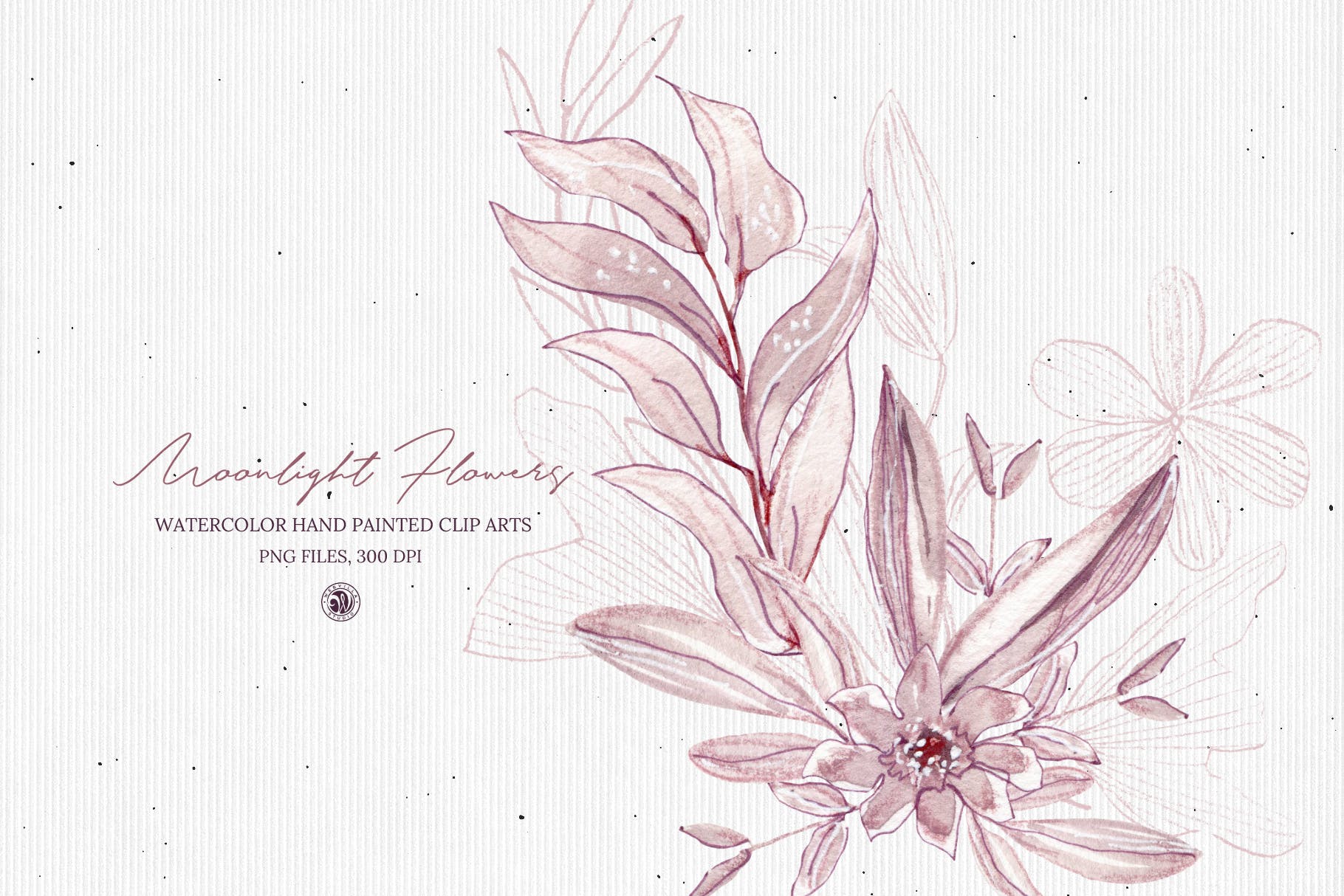 月光花花语水彩手绘剪贴画16设计网精选PNG素材 Moonlight Flowers插图(2)