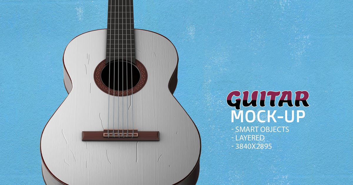 吉他产品外观设计效果图普贤居精选模板v3 Guitar Face PSD Mock-up插图