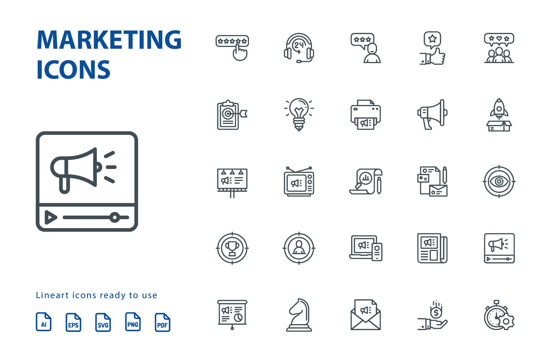 25枚市场营销主题矢量线性非凡图库精选图标 Marketing Lineart Icons插图(2)