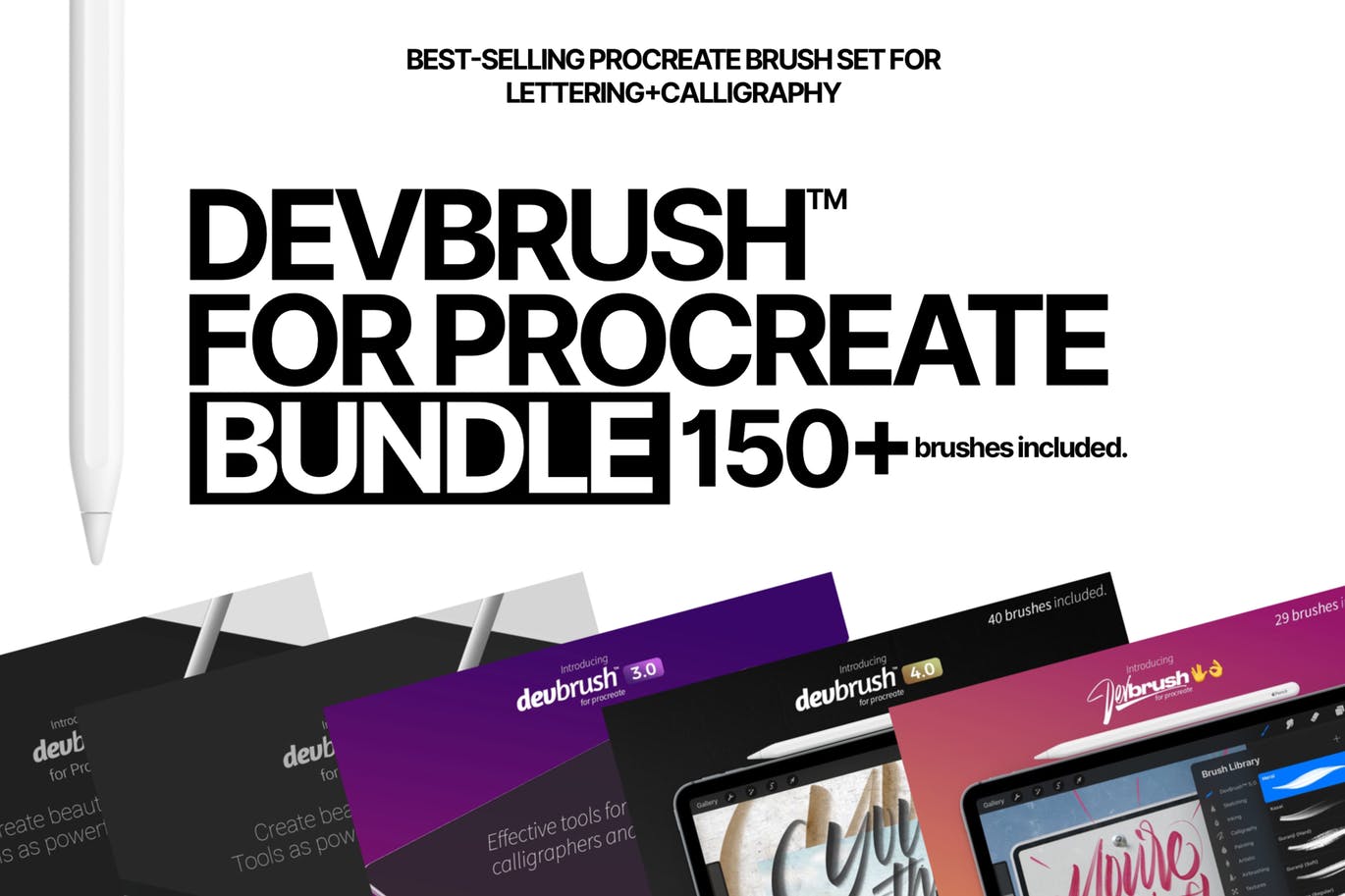 手写字体设计利器Procreate笔刷素材库精选合集包DevBrush DEVBRUSH FOR PROCREATE BUNDLE插图