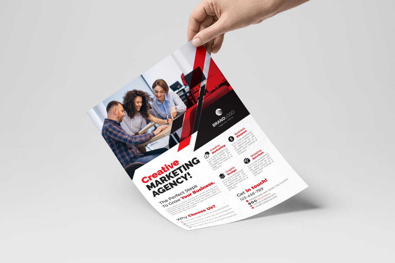 标准企业品牌宣传单排版设计模板 Corporate Flyer插图(4)